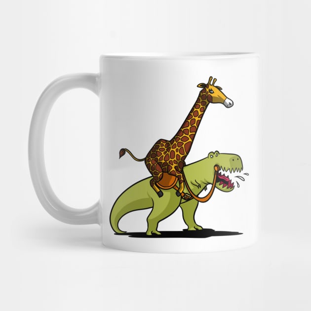 Giraffe Riding T-Rex Dinosaur by underheaven